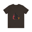 Black Cat Mystery T-shirt featuring colorful splatter art design for men and women