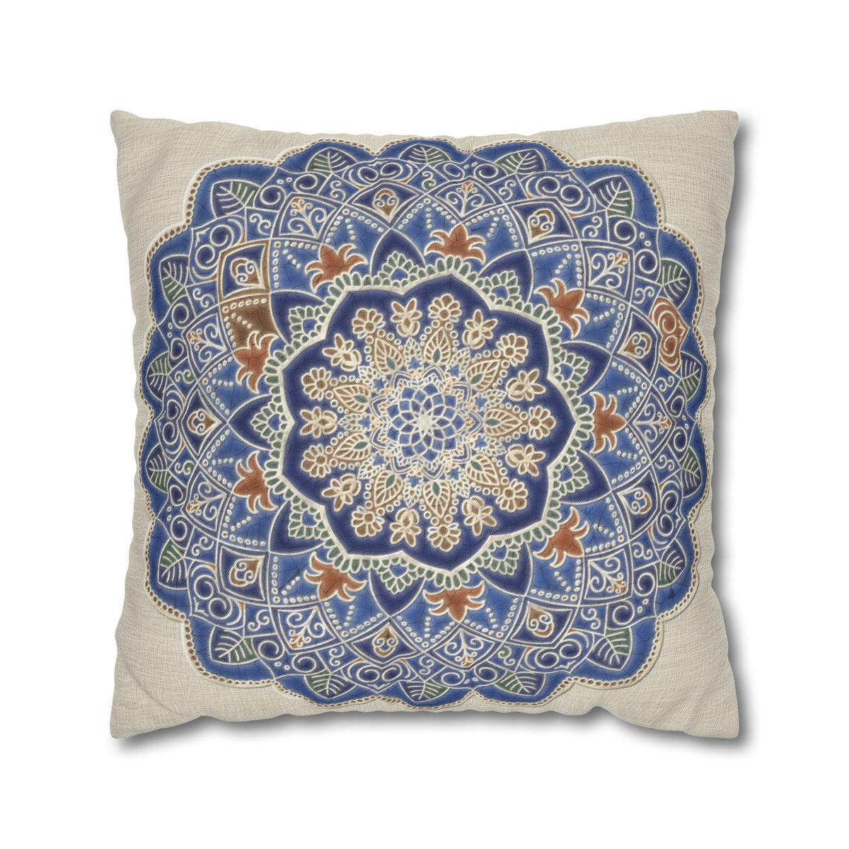 Federe quadrate Mandala blu