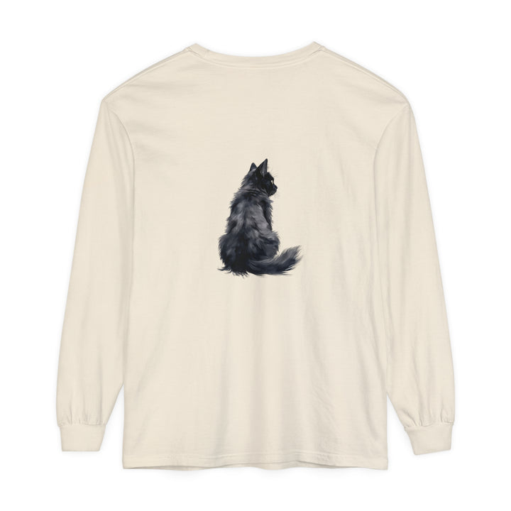 Black Cat Silhouette Unisex Long Sleeve T-Shirt - Stylish and comfortable top in black with a striking cat silhouette design