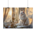 Rolled Poster — Serene Longhair Cat on Window Sill | Cozy Home Wall Art