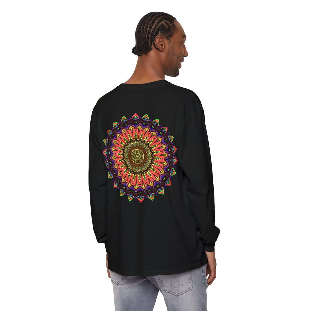 Long sleeve t-shirt featuring colorful and detailed mandala design