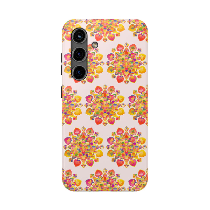 Phone Case - Hand-Drawn Mandala Art - Light Pink Long Description 95