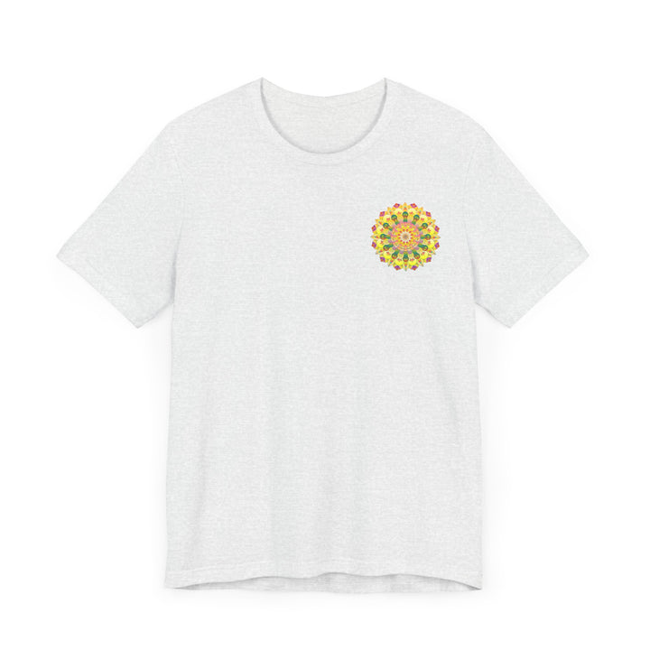 A beautiful and vibrant mandala tee featuring intricate spiritual designs symbolizing peace and harmony