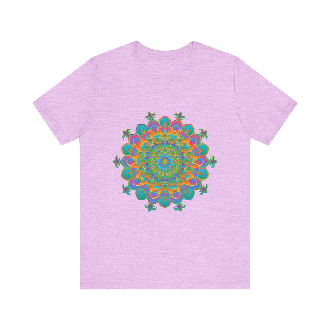 Colorful and intricate circular floral design on Vibrant Mandala Tee