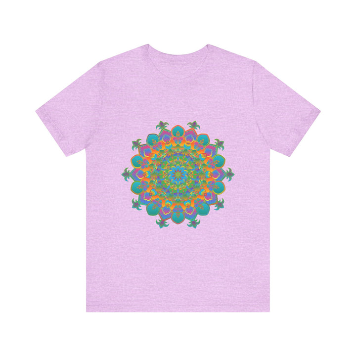 Colorful and intricate circular floral design on Vibrant Mandala Tee