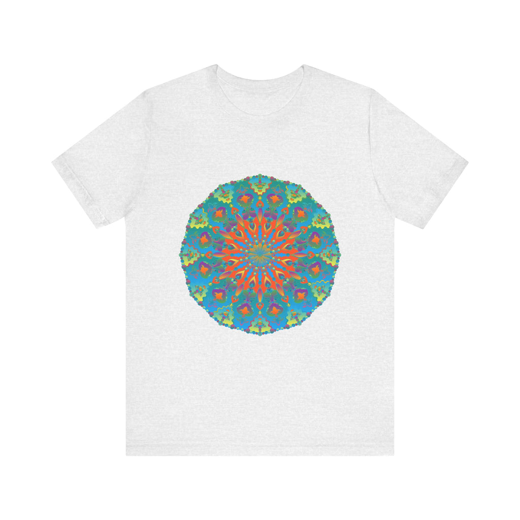 Vibrant and intricate Rainbow Mandala Tee featuring a colorful and detailed design