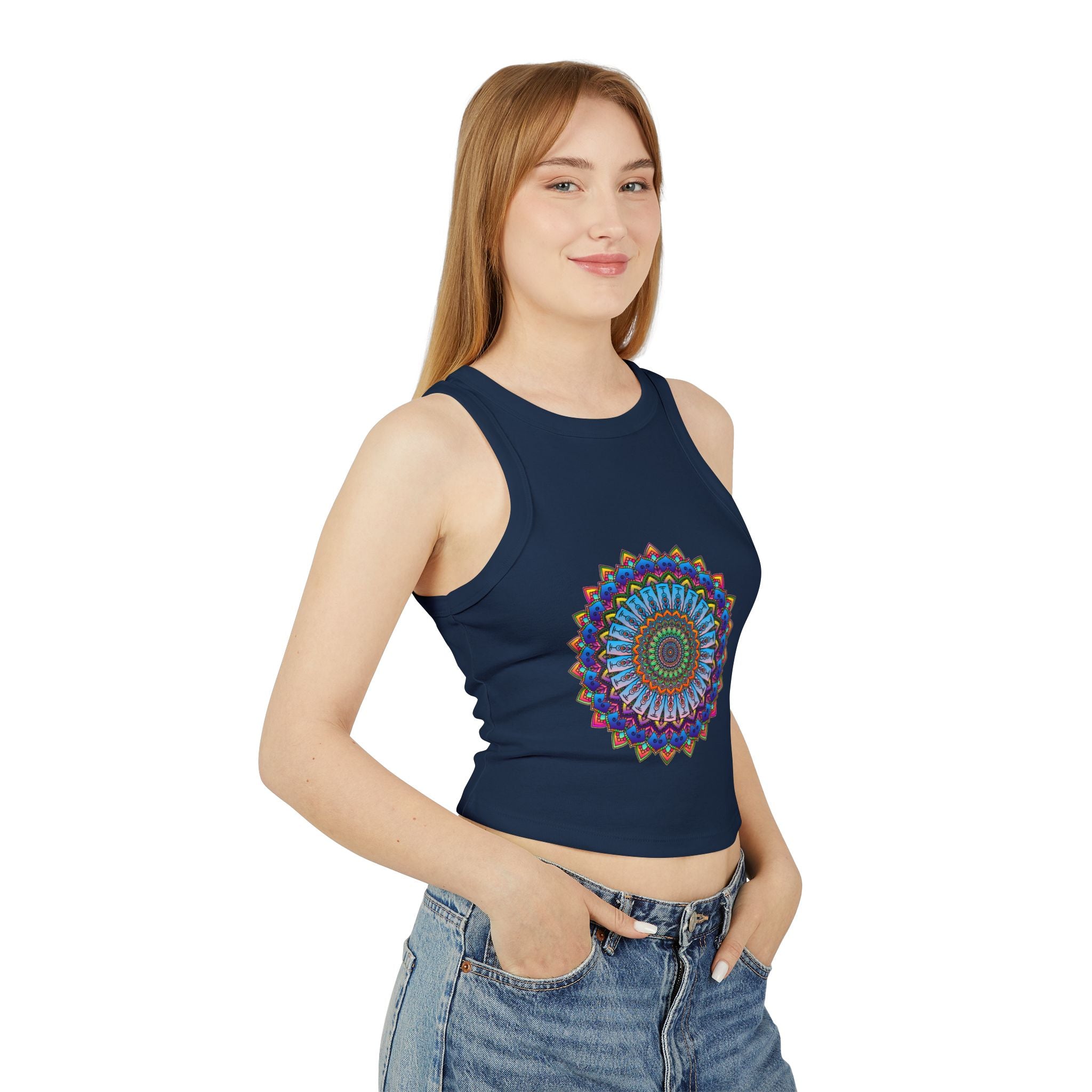 Colorful and intricate mandala design racerback tank top for women