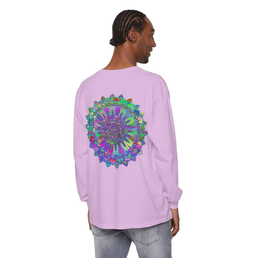 Colorful and intricate mandala design long sleeve t-shirt for a vibrant look