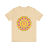 Vibrant Mandala Tee - Spiritual Art Design, featuring intricate colorful mandala pattern and sacred geometric elements on a high-quality t-shirt