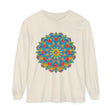 Colorful long sleeve unisex t-shirt featuring a vibrant mandala design
