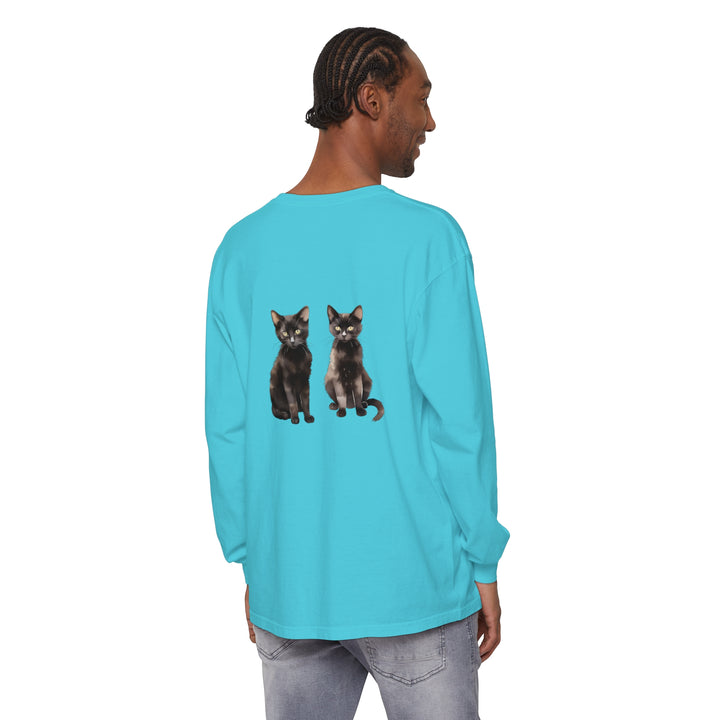 Beautiful Black Cat Watercolor Art Long Sleeve T-Shirt for Cat Lovers