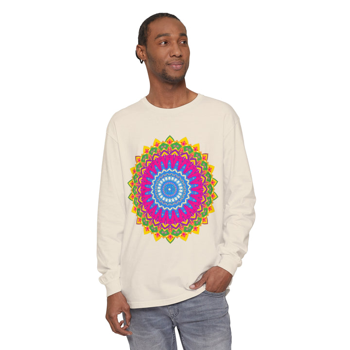 Colorful mandala design long sleeve t-shirt for men and women