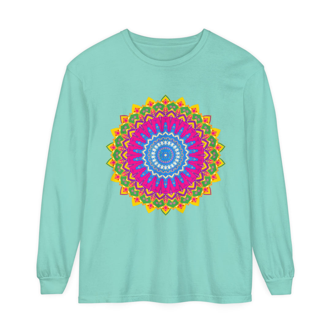 Colorful and intricate mandala design long sleeve t-shirt for men and women