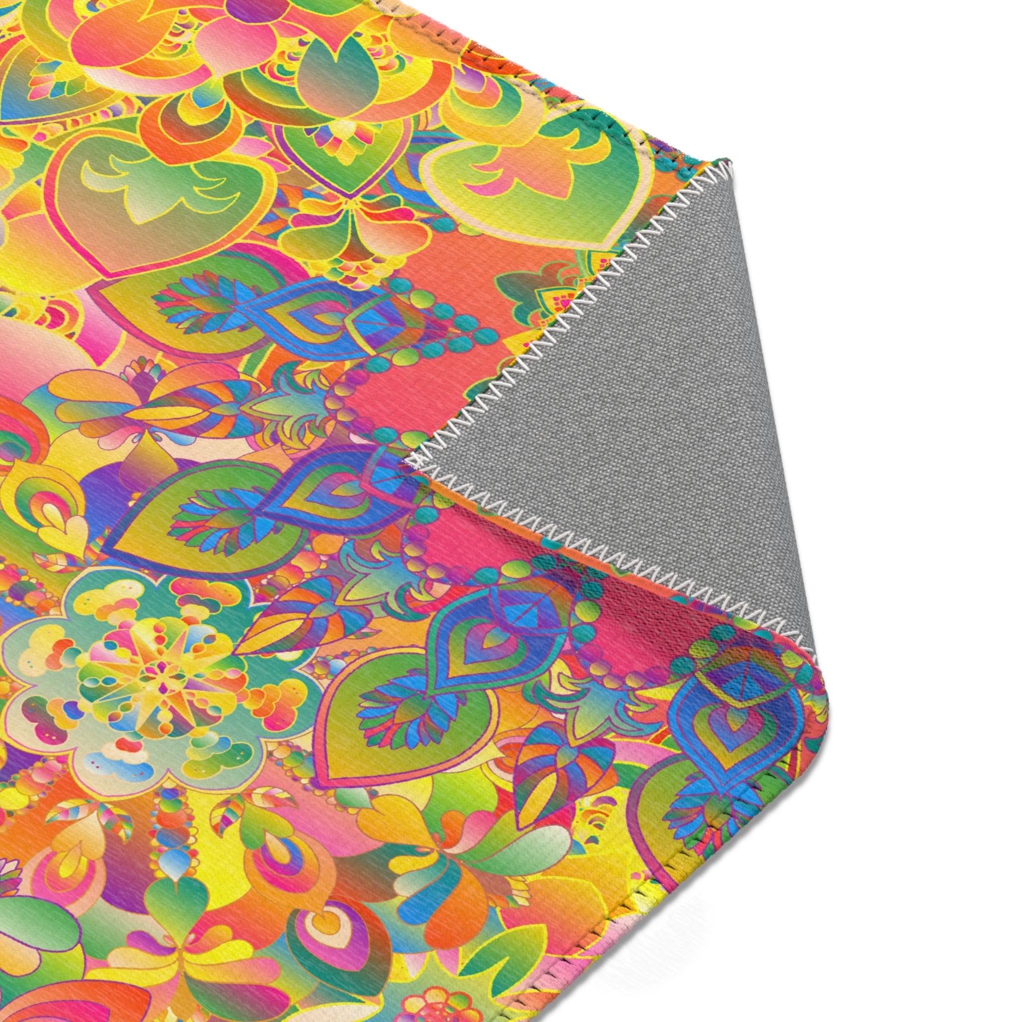 Psychedelic Floral Mandala Area Rug
