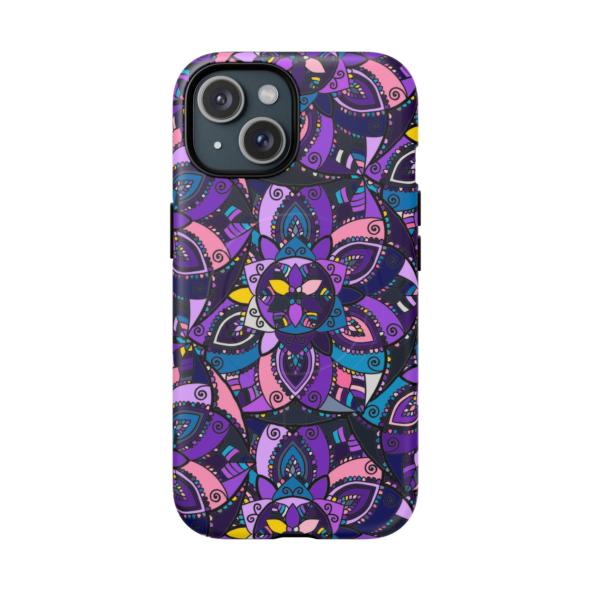Magnetic Phone Case — Purple Mandala Floral Tough Case