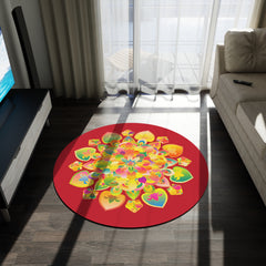 Bohemian Floral Mandala Round Rug — Colorful Yoga & Meditation Mat