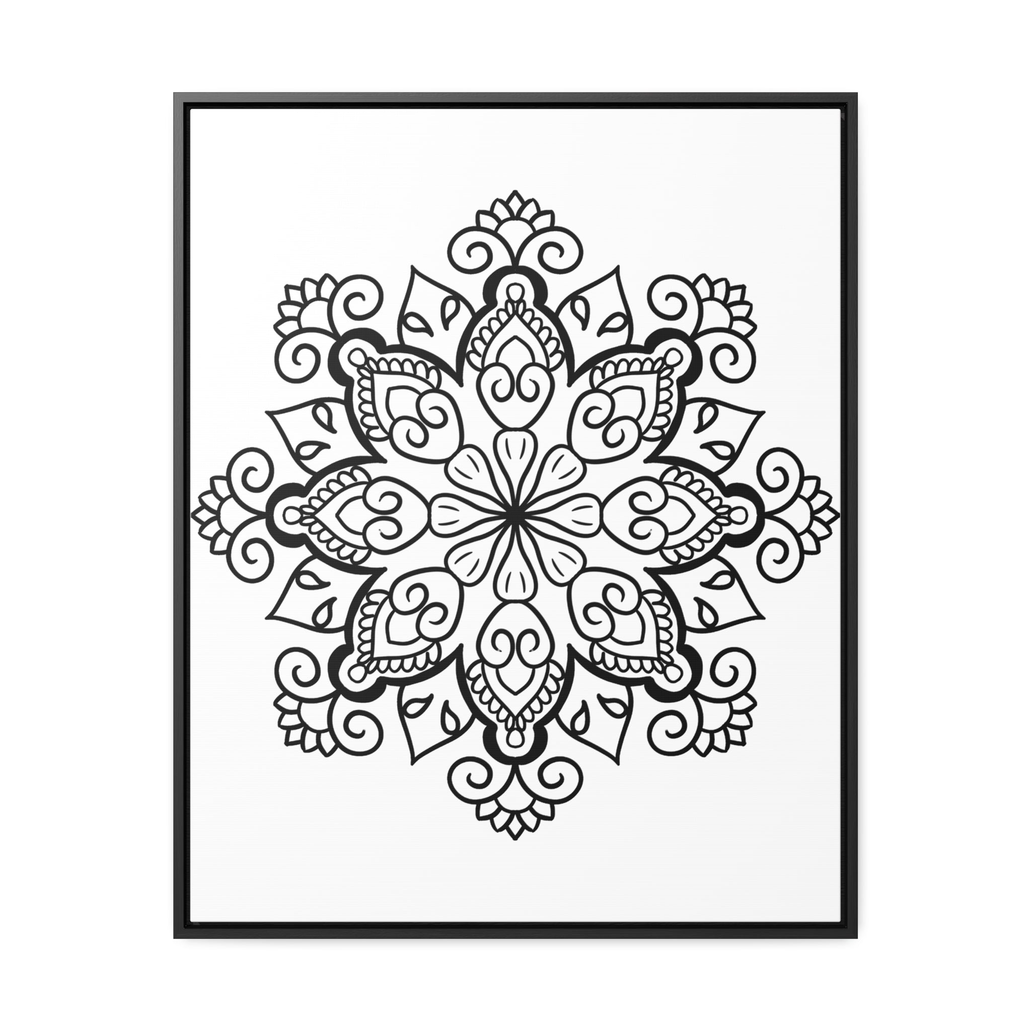 Mandala Handmade Art - Black & White Wall Art - Gallery Canvas Wraps, Vertical Frame 13