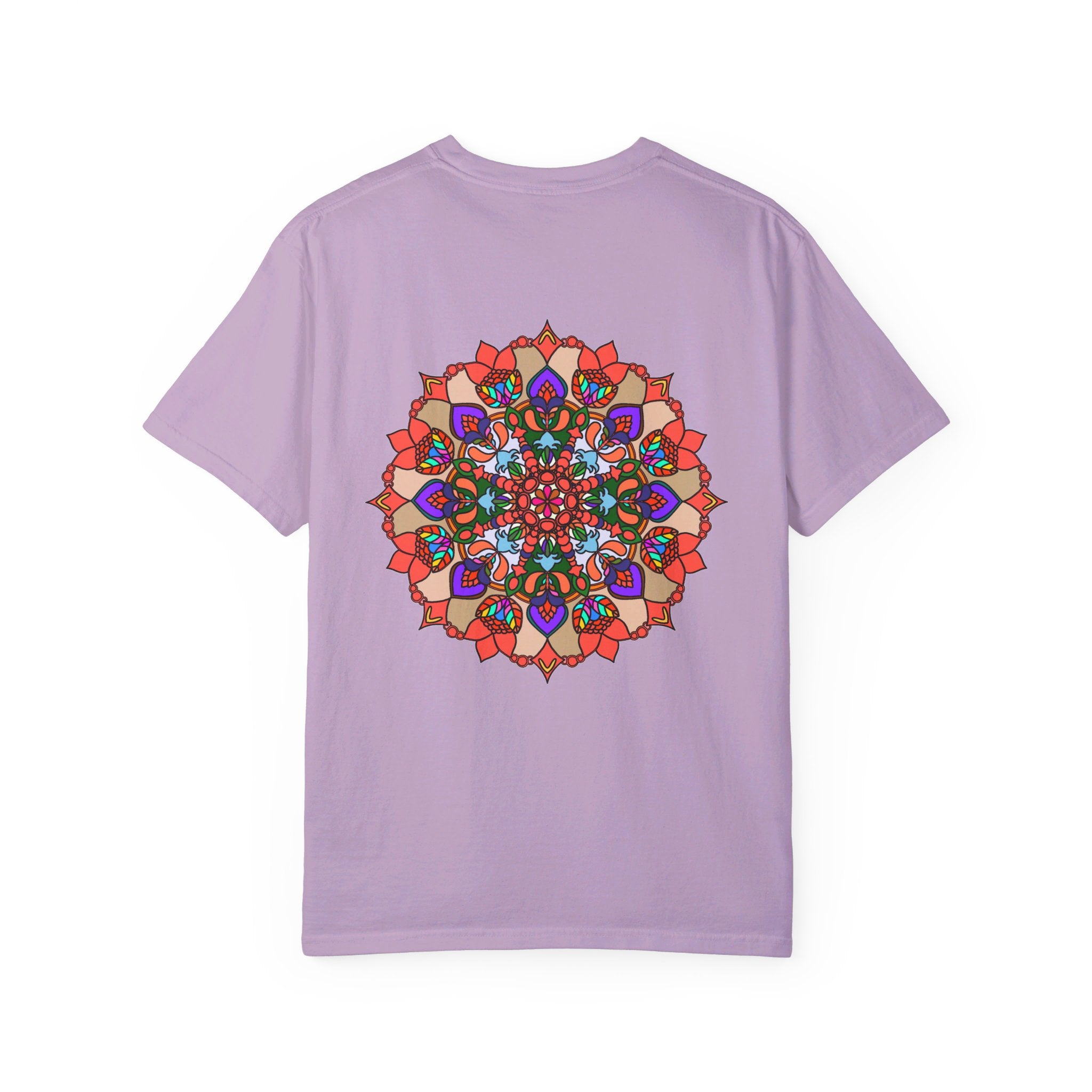 Unisex Mandala T-Shirt made of 100% Ring-Spun Cotton, featuring Hand-Drawn Mandala Art and Garment-Dyed for Extra Comfort