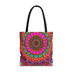 Colorful Mandala Tote Bag – Boho Psychedelic All-Over Print