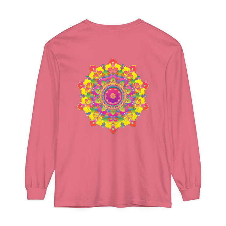 Colorful and intricate design of a vibrant mandala long sleeve t-shirt