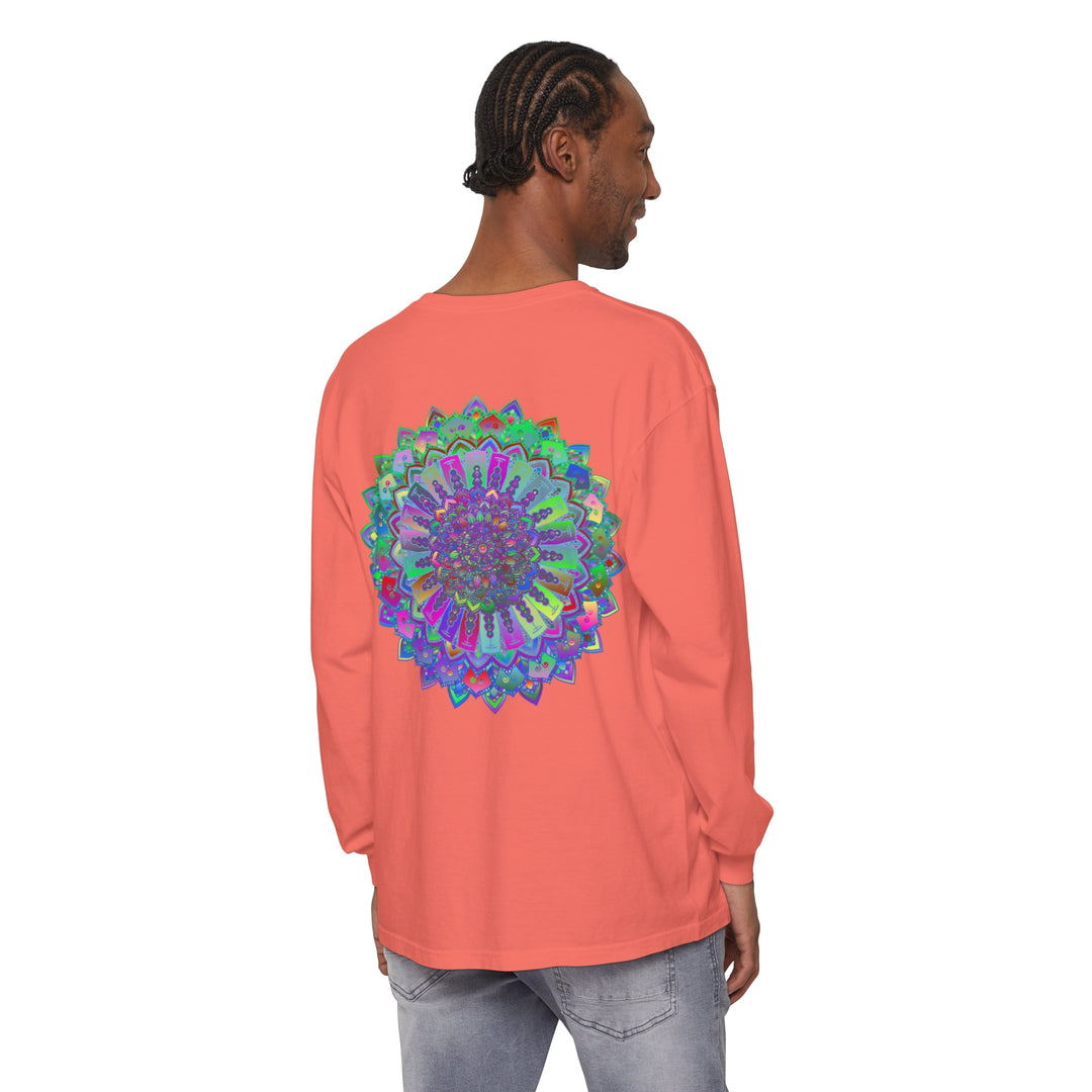 Colorful and intricate mandala design long sleeve t-shirt for a vibrant look