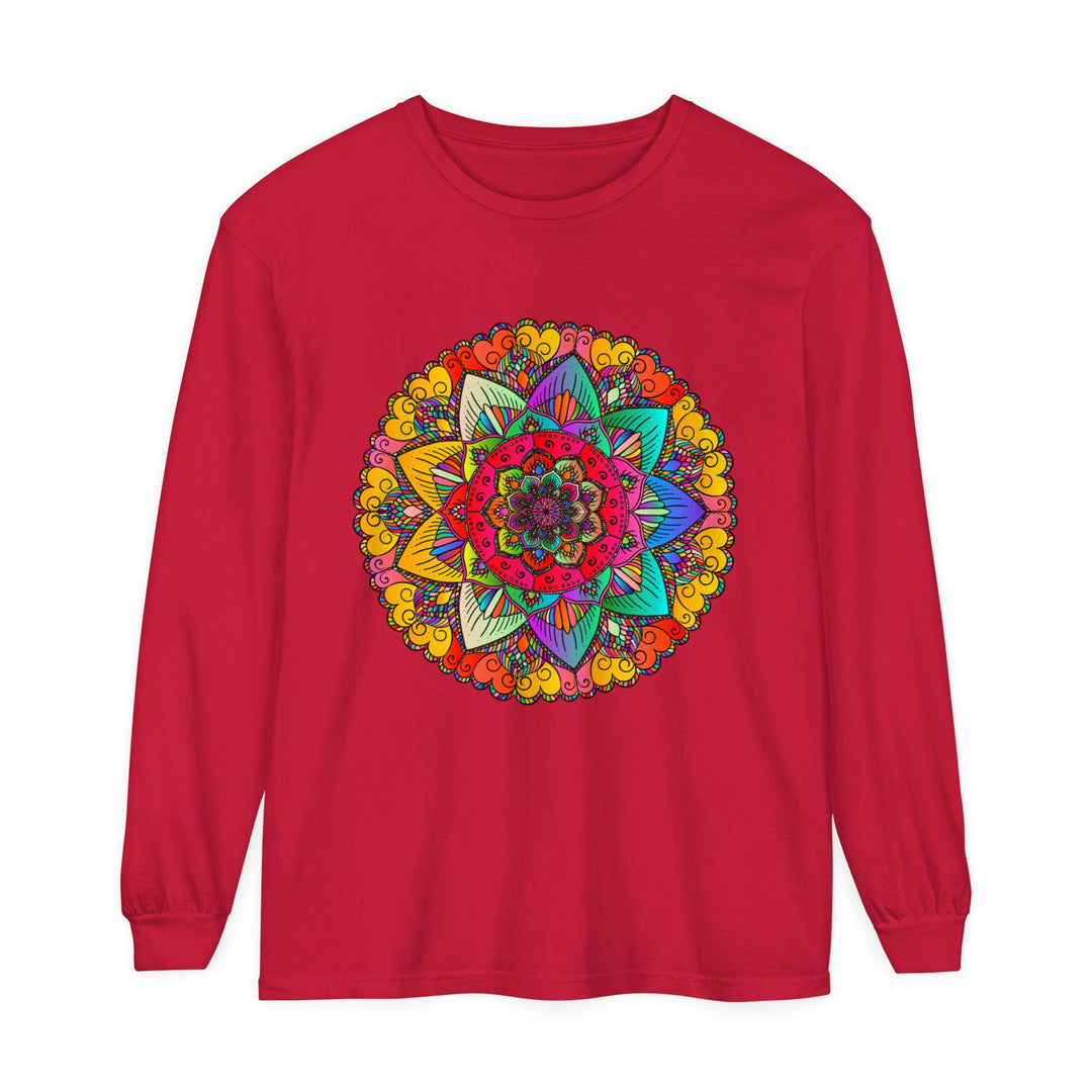 Colorful and intricate mandala design long sleeve t-shirt for all genders