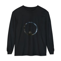 Black unisex long sleeve t-shirt featuring a mystical sphere graphic design
