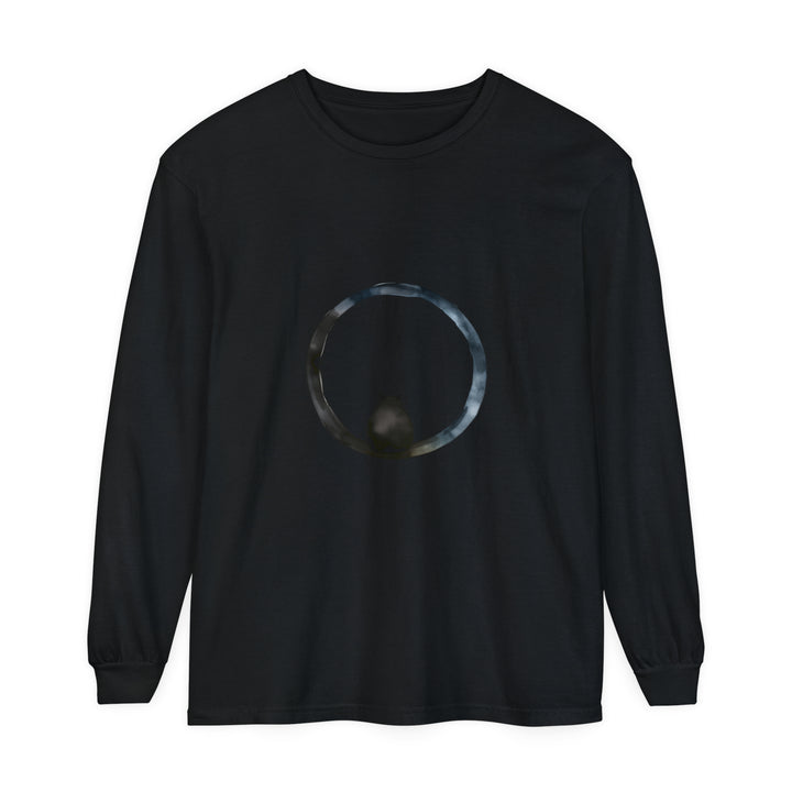 Black unisex long sleeve t-shirt featuring a mystical sphere graphic design