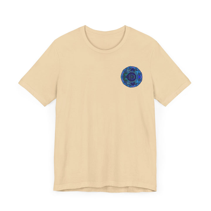 Beautiful blue mandala t-shirt featuring a spiritual design for peace and harmony