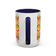 Colorful ceramic mug with intricate mandala and vibrant floral design