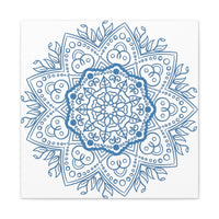 Beautiful Handmade Mandala Design Wall Art in Steel Blue on Matte Canvas, Stretched and 125 inches thick, perfect for adding a touch of elegance to any room