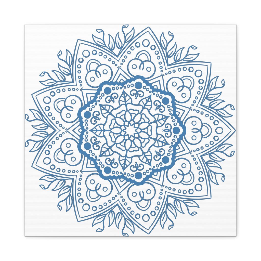Beautiful Handmade Mandala Design Wall Art in Steel Blue on Matte Canvas, Stretched and 125 inches thick, perfect for adding a touch of elegance to any room