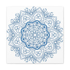 Beautiful Handmade Mandala Design Wall Art in Steel Blue on Matte Canvas, Stretched and 125 inches thick, perfect for adding a touch of elegance to any room