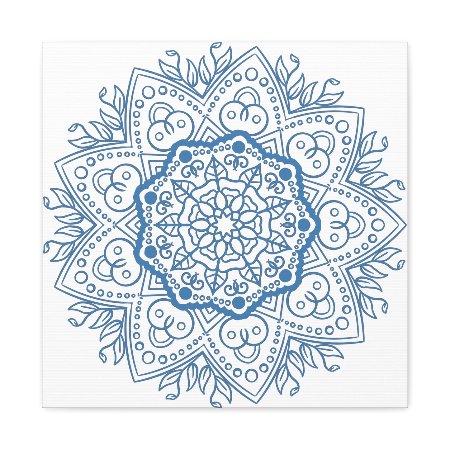 Beautiful Handmade Mandala Design Wall Art in Steel Blue on Matte Canvas, Stretched and 125 inches thick, perfect for adding a touch of elegance to any room