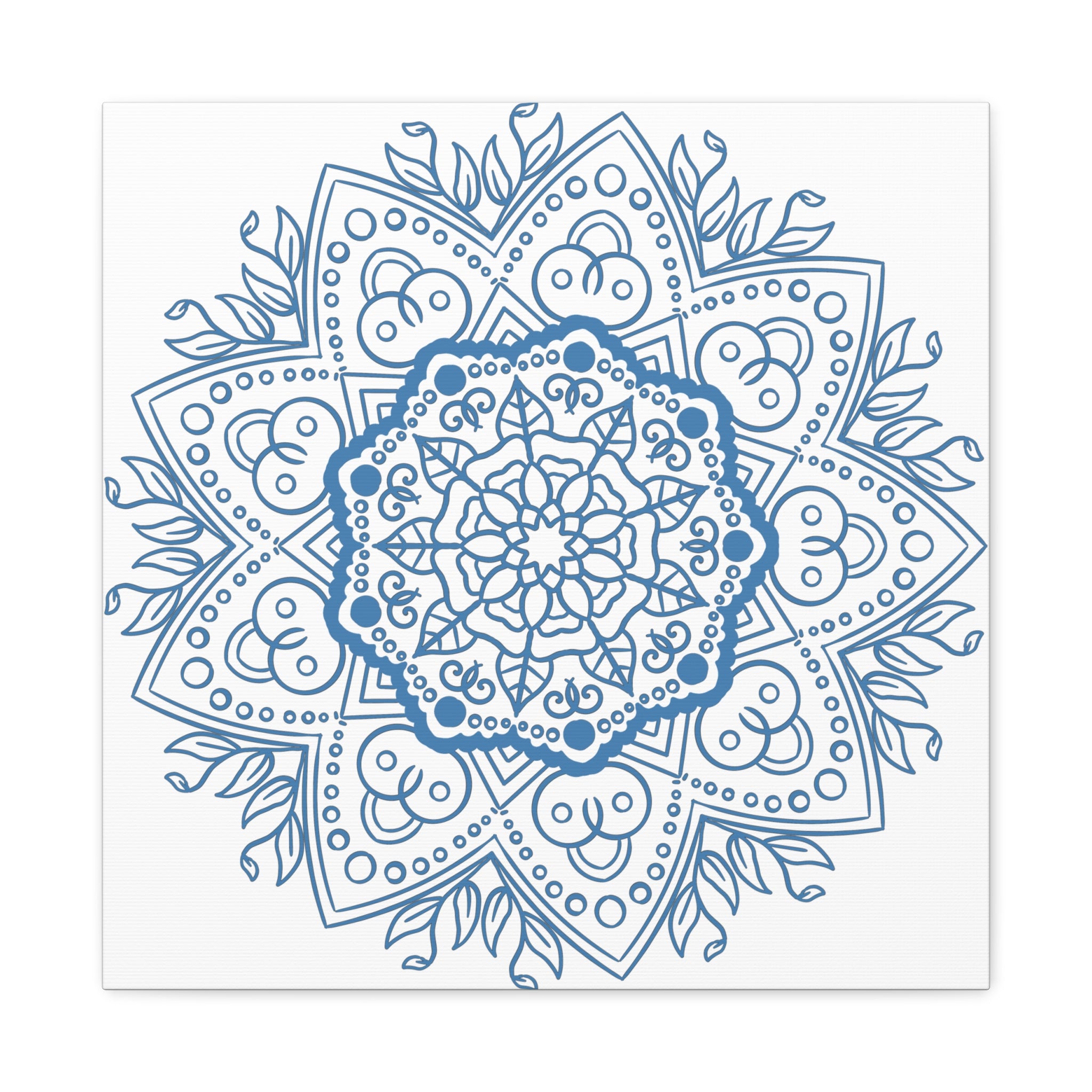 Beautiful Handmade Mandala Design Wall Art in Steel Blue on Matte Canvas, Stretched and 125 inches thick, perfect for adding a touch of elegance to any room