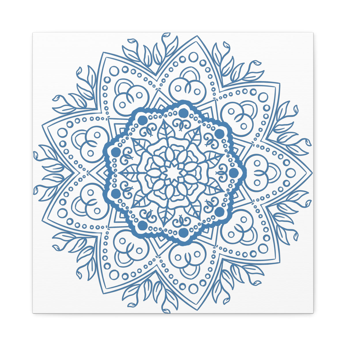 Beautiful Handmade Mandala Design Wall Art in Steel Blue on Matte Canvas, Stretched and 125 inches thick, perfect for adding a touch of elegance to any room