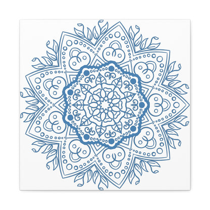 Beautiful Handmade Mandala Design Wall Art in Steel Blue on Matte Canvas, Stretched and 125 inches thick, perfect for adding a touch of elegance to any room