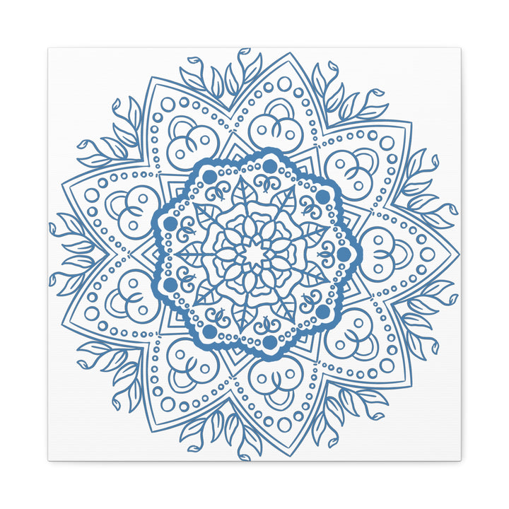 Beautiful Handmade Mandala Design Wall Art in Steel Blue on Matte Canvas, Stretched and 125 inches thick, perfect for adding a touch of elegance to any room