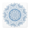 Beautiful Handmade Mandala Design Wall Art in Steel Blue on Matte Canvas, Stretched and 125 inches thick, perfect for adding a touch of elegance to any room