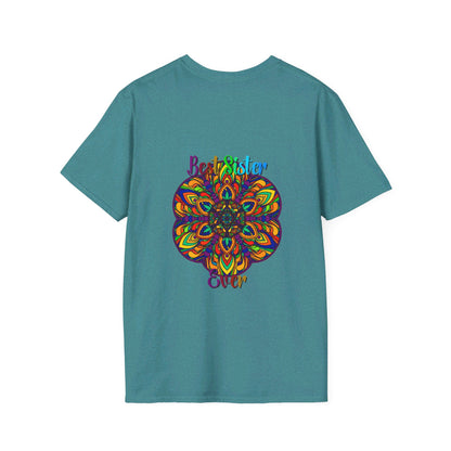 Colorful Mandala Art Gift for Sister Unisex Softstyle T-Shirt - Intricately Hand-Drawn Design on Comfortable Cotton Tee