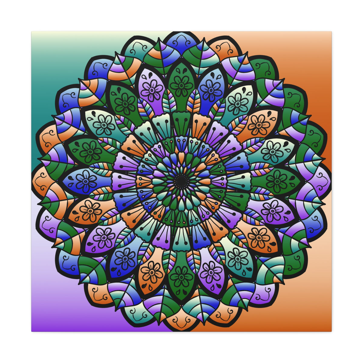 Colorful Mandala Wall Canvas — Stretched Matte Art