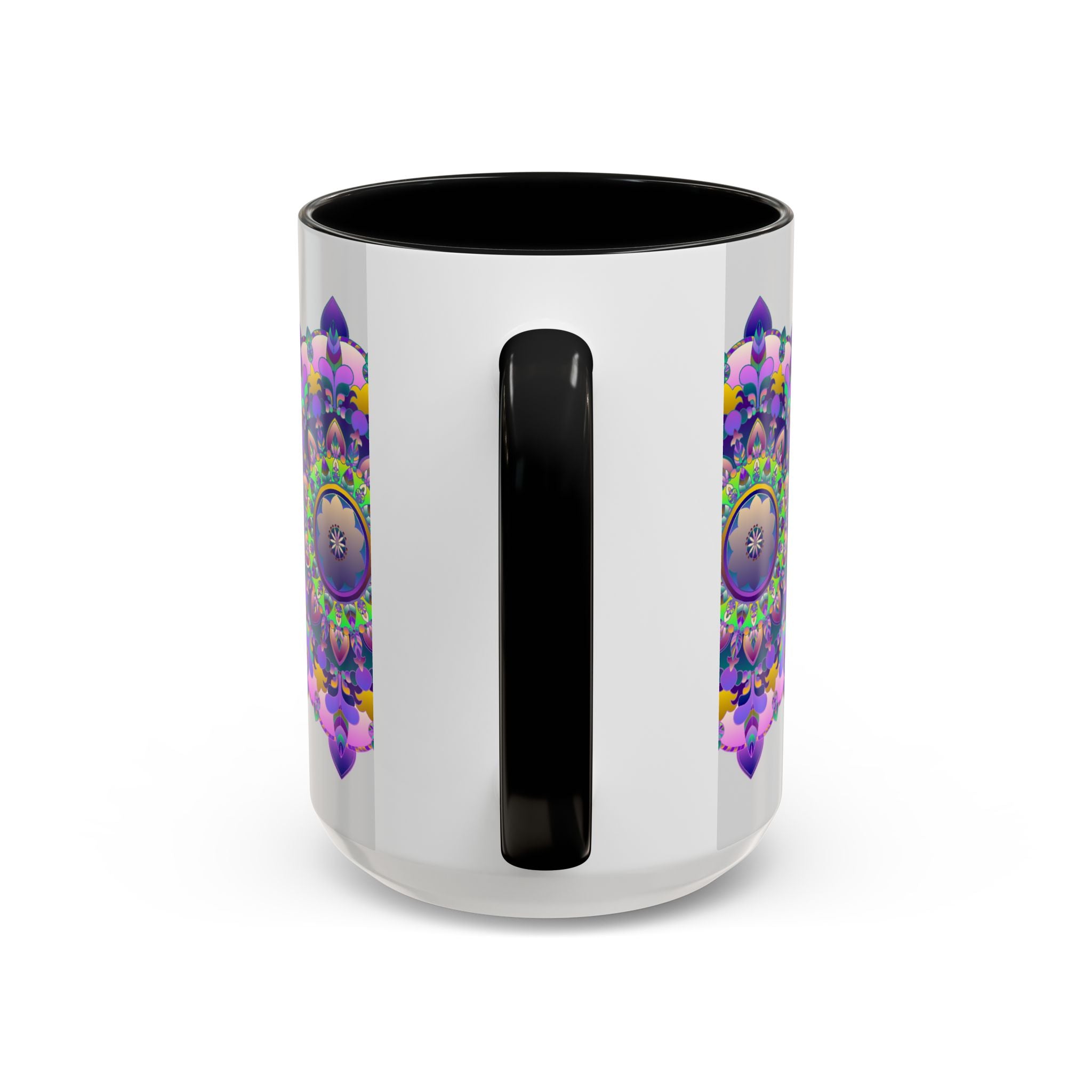 Colorful floral mandala art mug, perfect for enjoying your favorite hot beverages