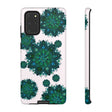 Beautiful light pink and green mandala phone case with a peaceful and intricate design