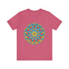 Colorful and detailed mandala design tee shirt, perfect for adding a pop of vibrancy to your wardrobe