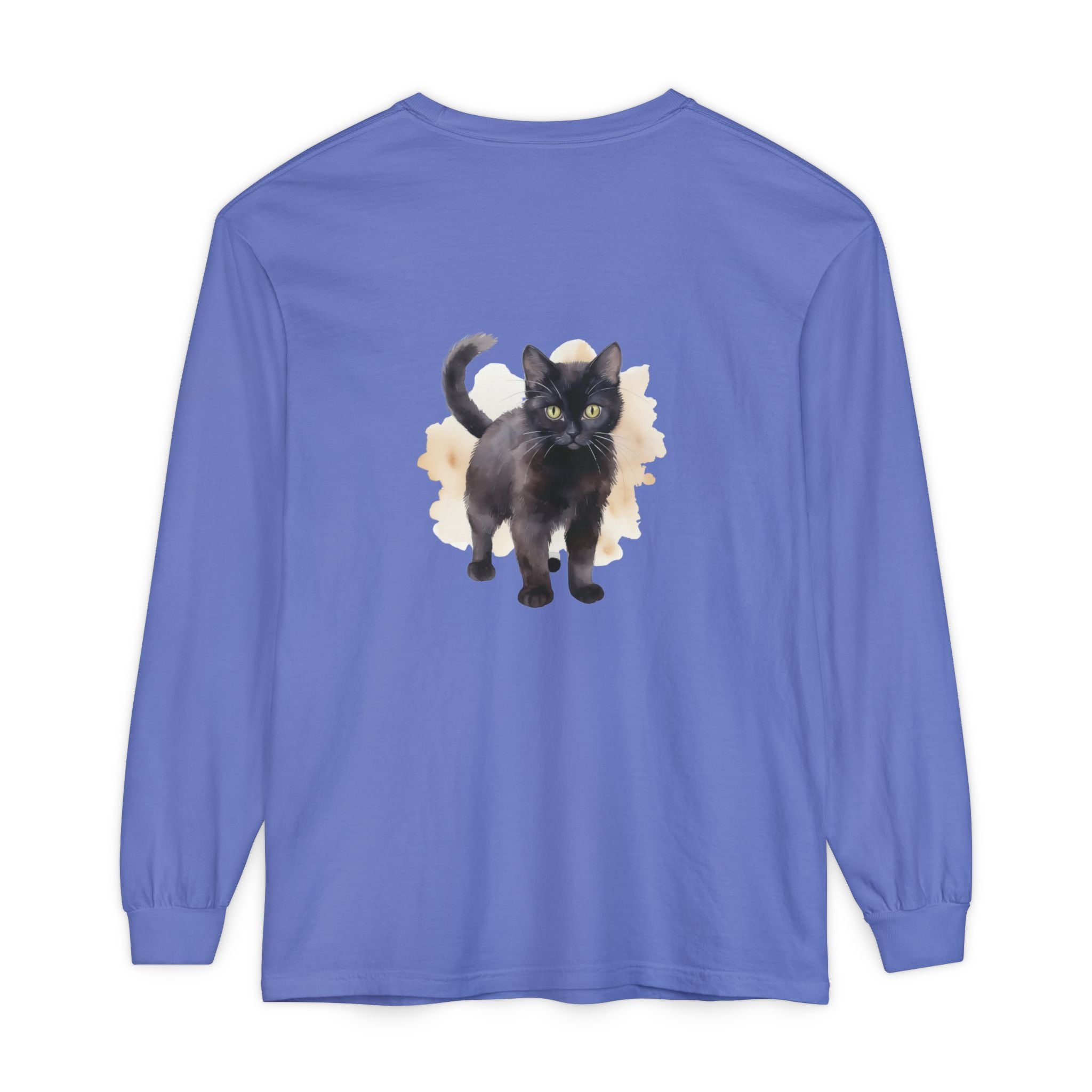 Full Sleeve Tee | Black Cat Watercolor - Unisex