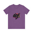 Soft and comfortable black cat mystery sleep t-shirt with colorful design