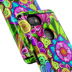 Floral Fantasy iPhone and Google Pixel Case in Bright Green Palette