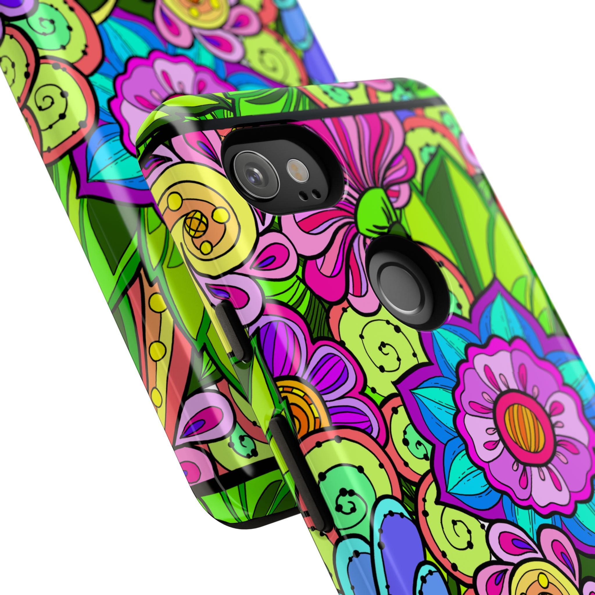 Floral Fantasy iPhone and Google Pixel Case in Bright Green Palette