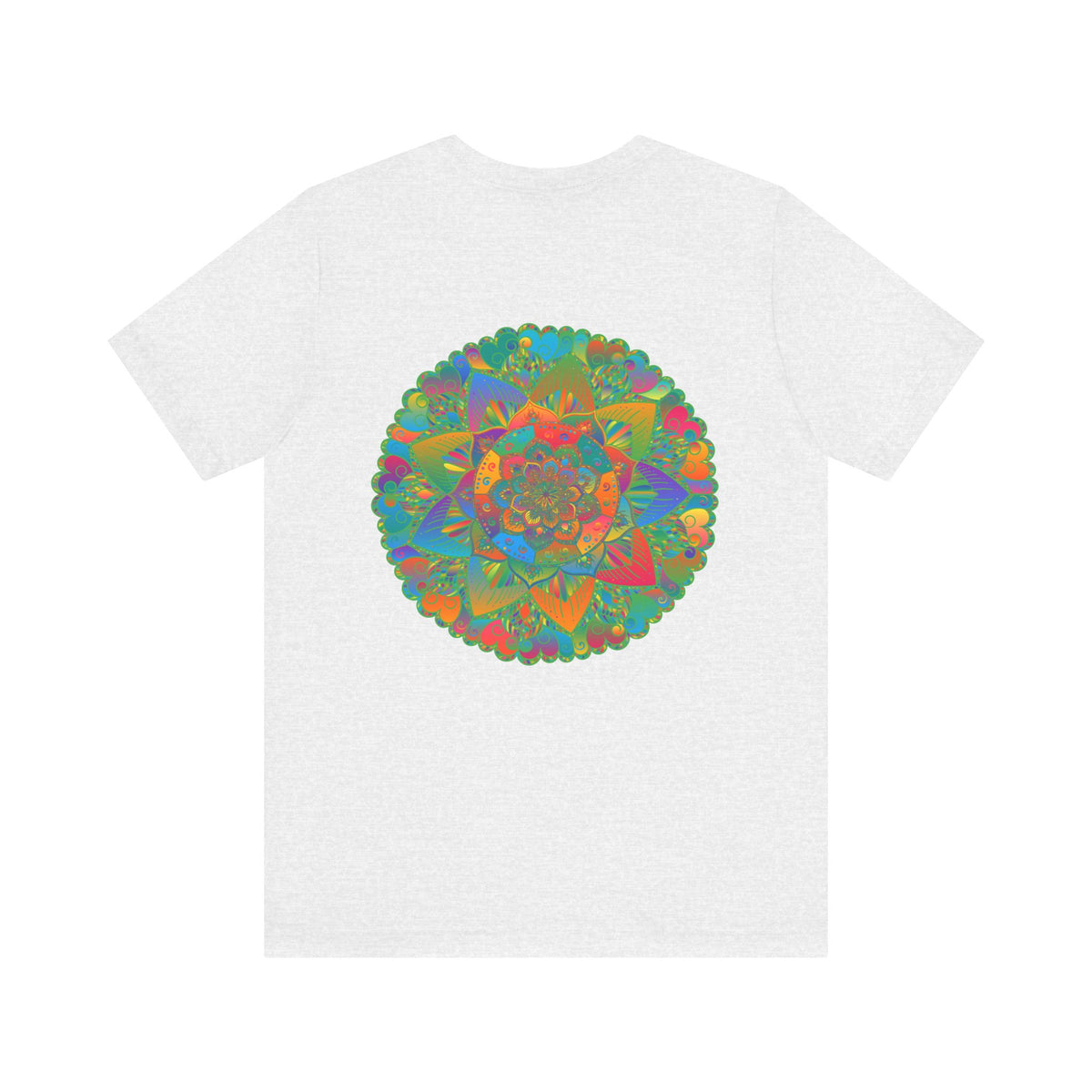 Vibrant Mandala T-Shirt featuring intricate spiritual design promoting peace and harmony
