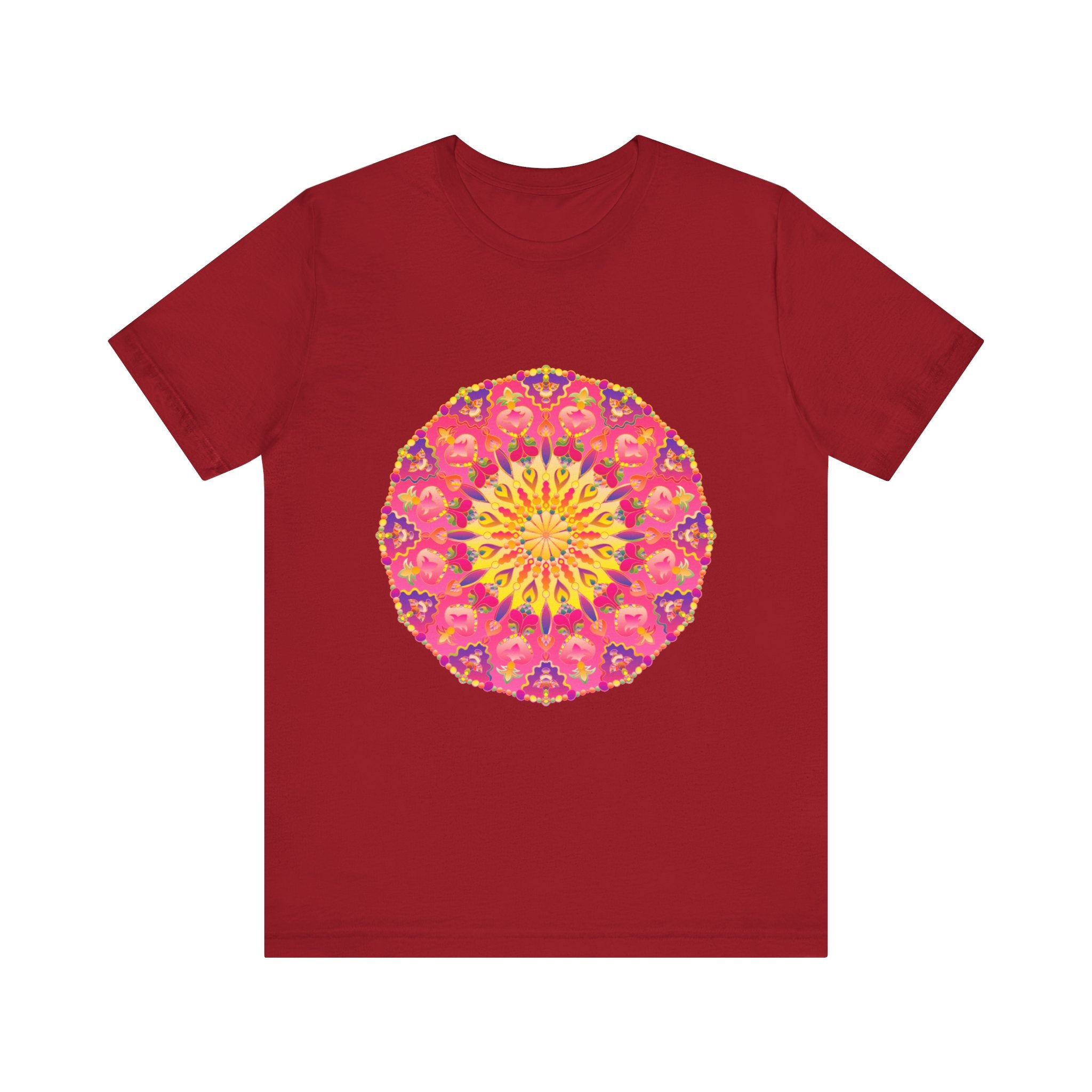 Vibrant Mandala T-Shirt featuring a colorful and symmetrical design, perfect for adding a pop of artistic flair to your wardrobe